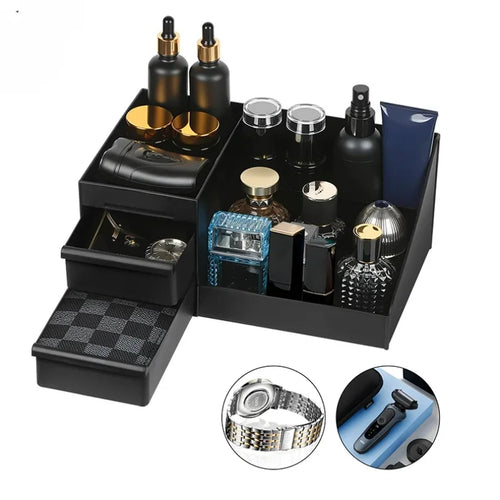 Cologne Organizer for Men, Cologne Holder for Dresser, Perfume Stand, Bathroom Countertop Organizer with Drawers