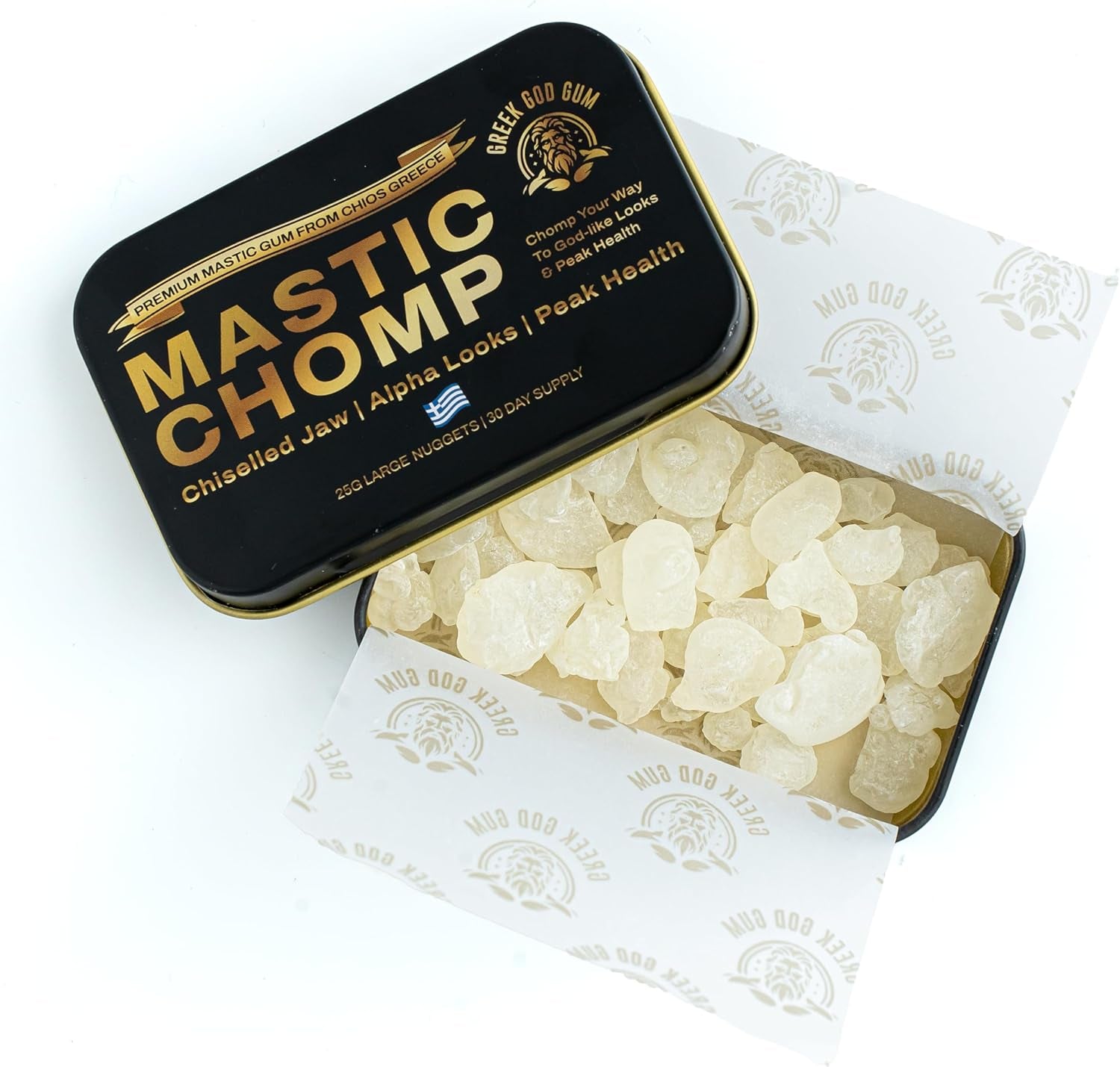 Chios Mastic Gum 25G- Jaw Trainer & Reusable Natural Chewing Gum - Pure 100% Natural Greek Resin - Long Lasting Sugar Free Jawline for Looksmaxxing